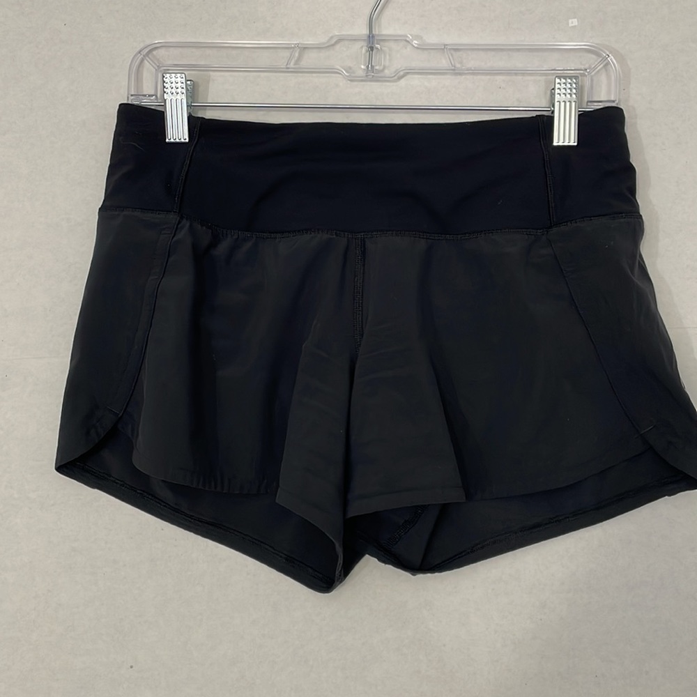 Lululemon Athletic Shorts, Elastic Waist with Back Zip Pocket, Lined, Black, 4